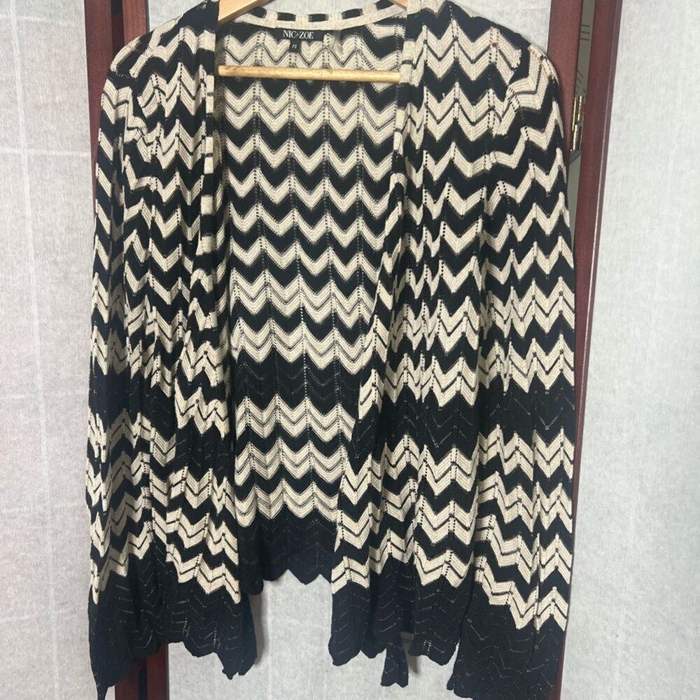 NIC + ZOE CHEVRON KNIT OPEN CARDIGAN SIZE PS